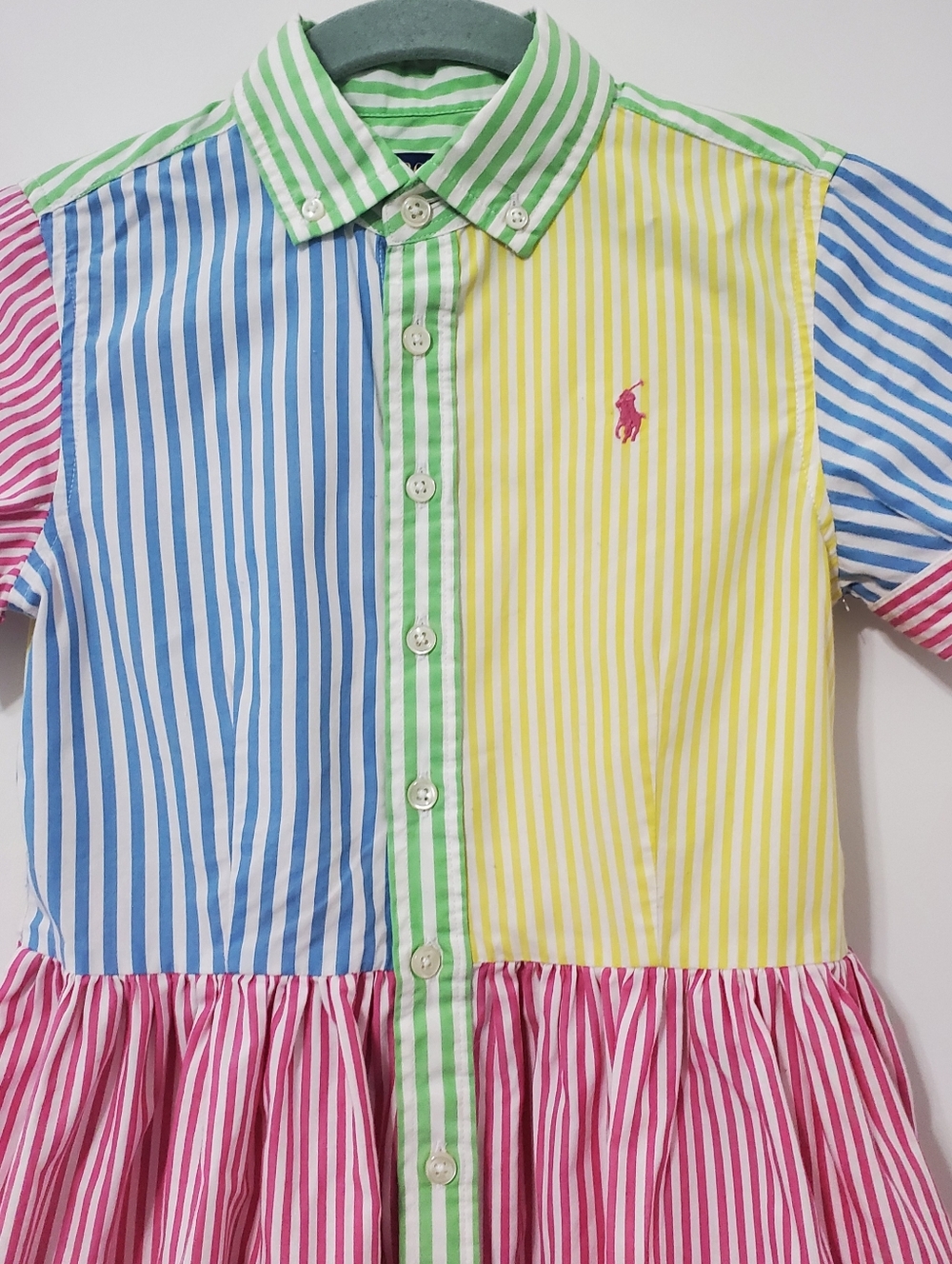 Polo Ralph Lauren Girls Striped Multi Color Shirt Dress Size 8 - Picture 2 of 6